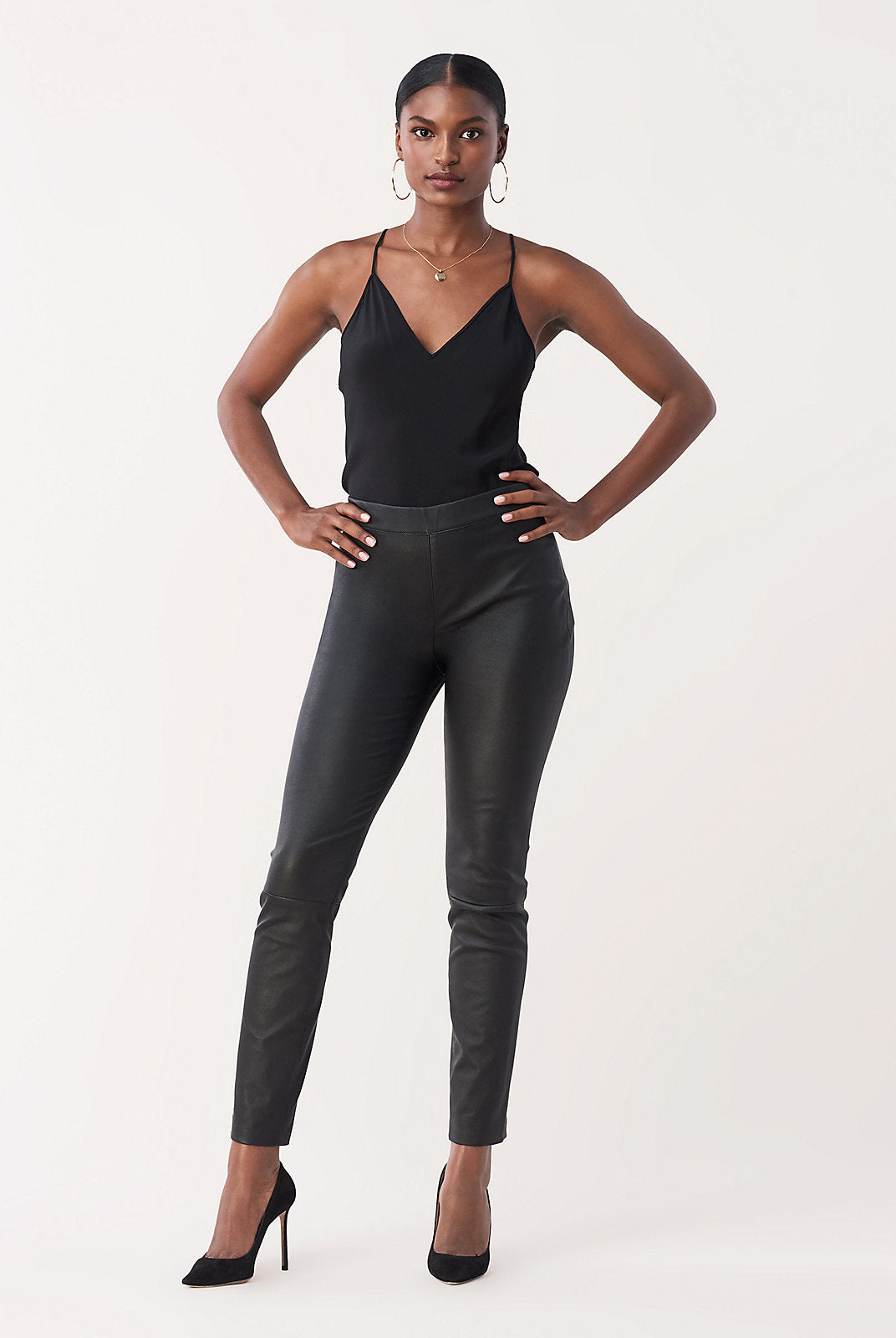 Claudia Stretch Leather Skinny Pant - Black by Diane Von Furstenberg DVF | 25 South Boutiques