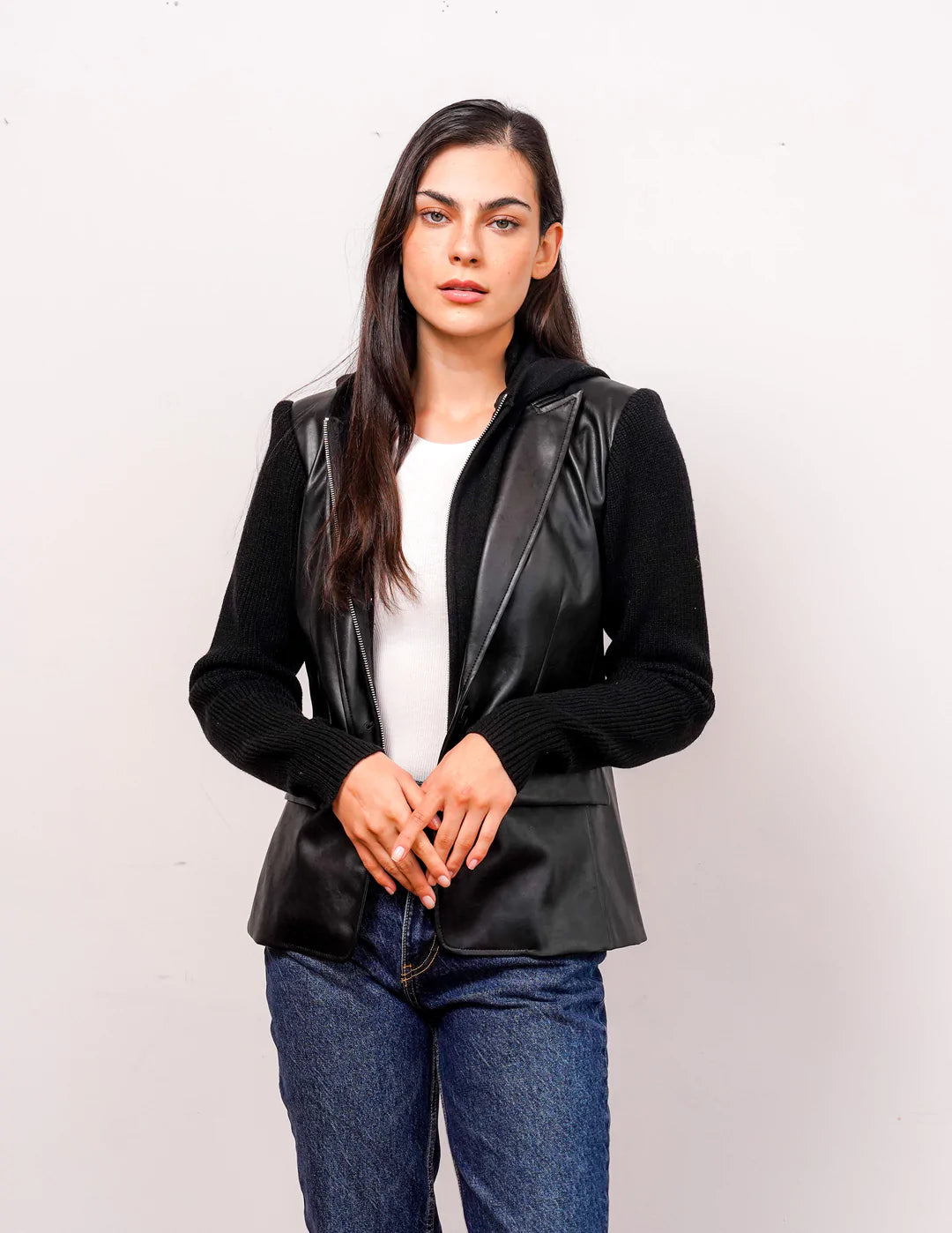 Clio Vegan Leather Dickie Blazer - Black by Central Park West | 25 South Boutiques