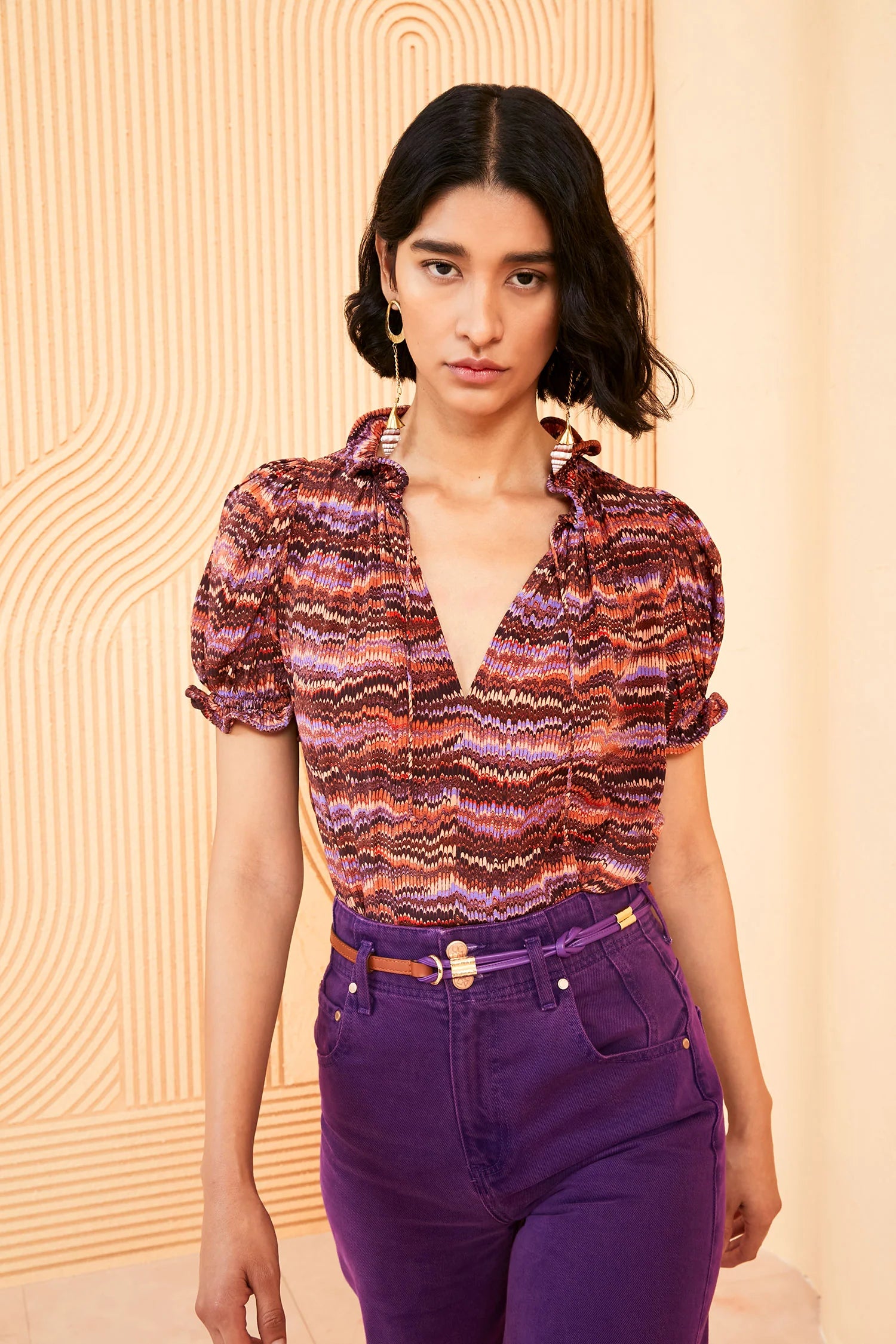 Corine Top - Purple Sapphire by Ulla Johnson — view 6