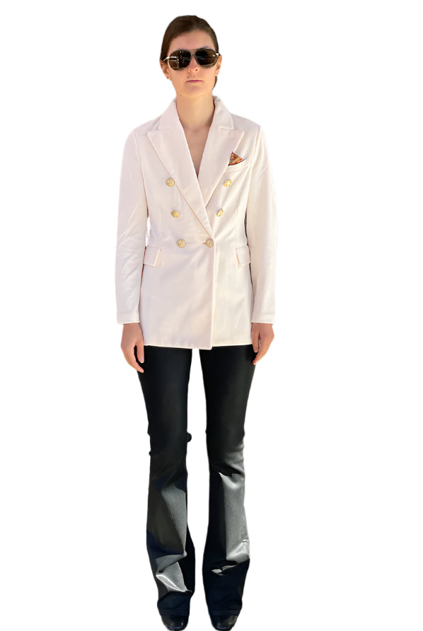 Velour Double-Breasted Blazer - Off White by Circolo — alternate view