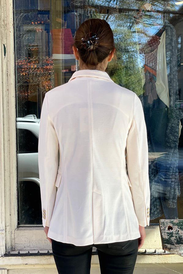 Velour Double-Breasted Blazer - Off White by Circolo — view 3