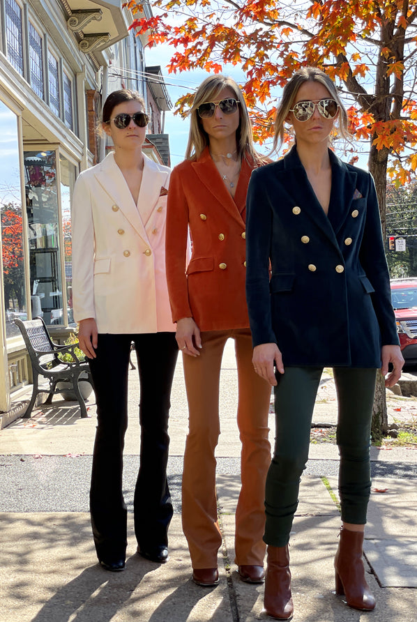 Velour Double-Breasted Blazer - Off White by Circolo — view 4