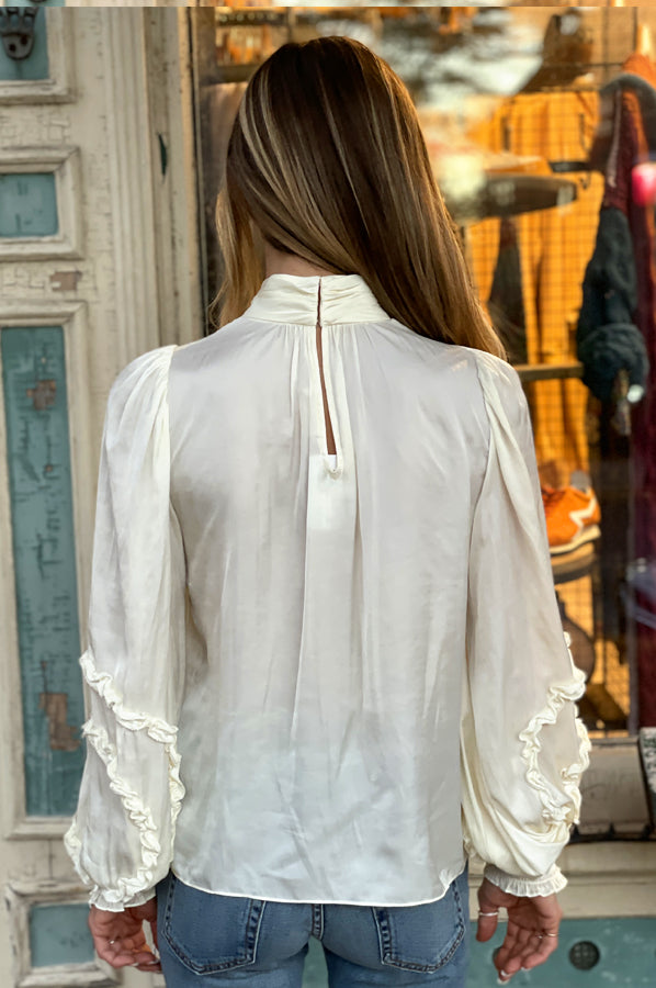 Carissa Mock Neck Blouse - Cream by Ramy Brook — view 5