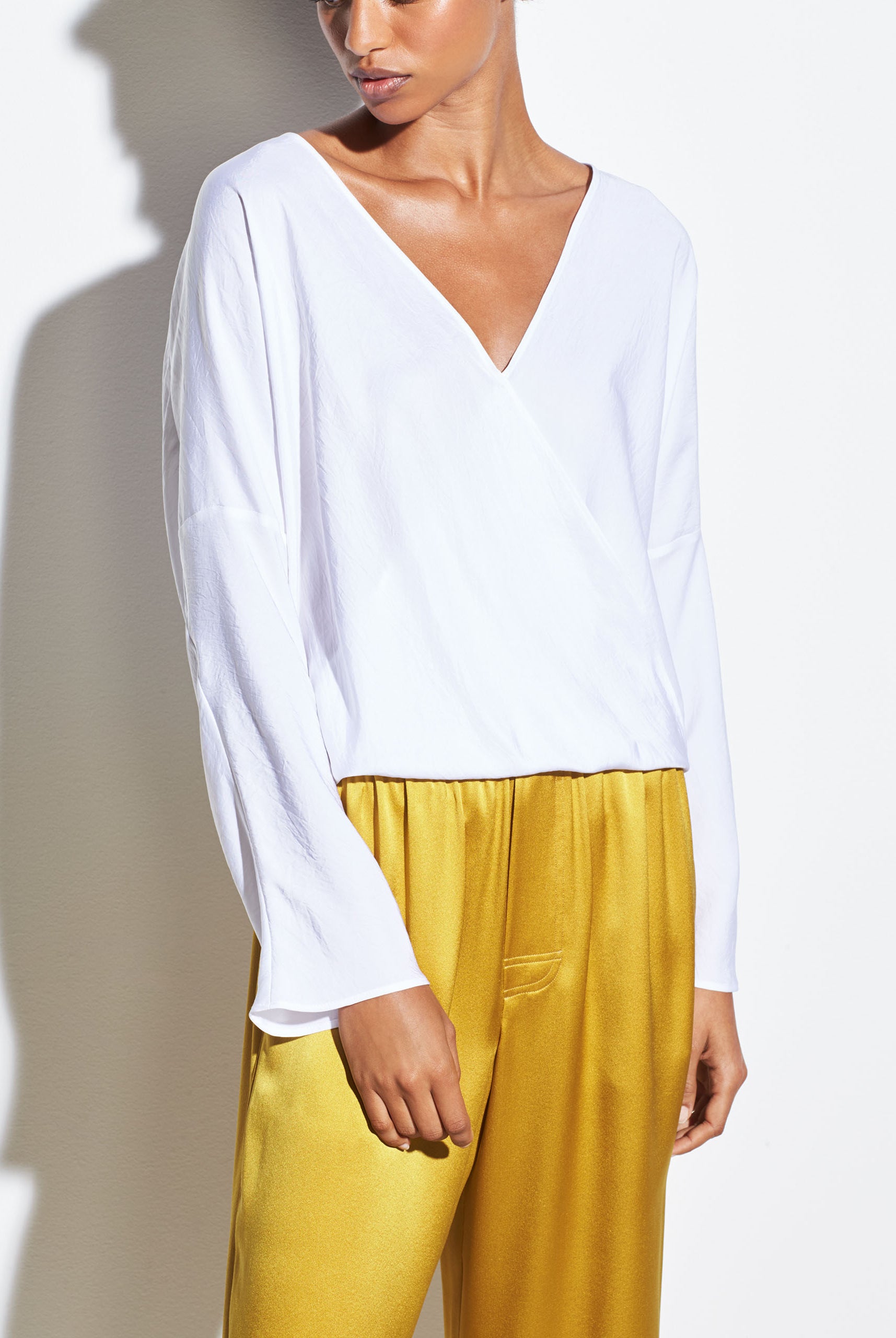 Crossover Blouse - Optic White by Vince — view 4