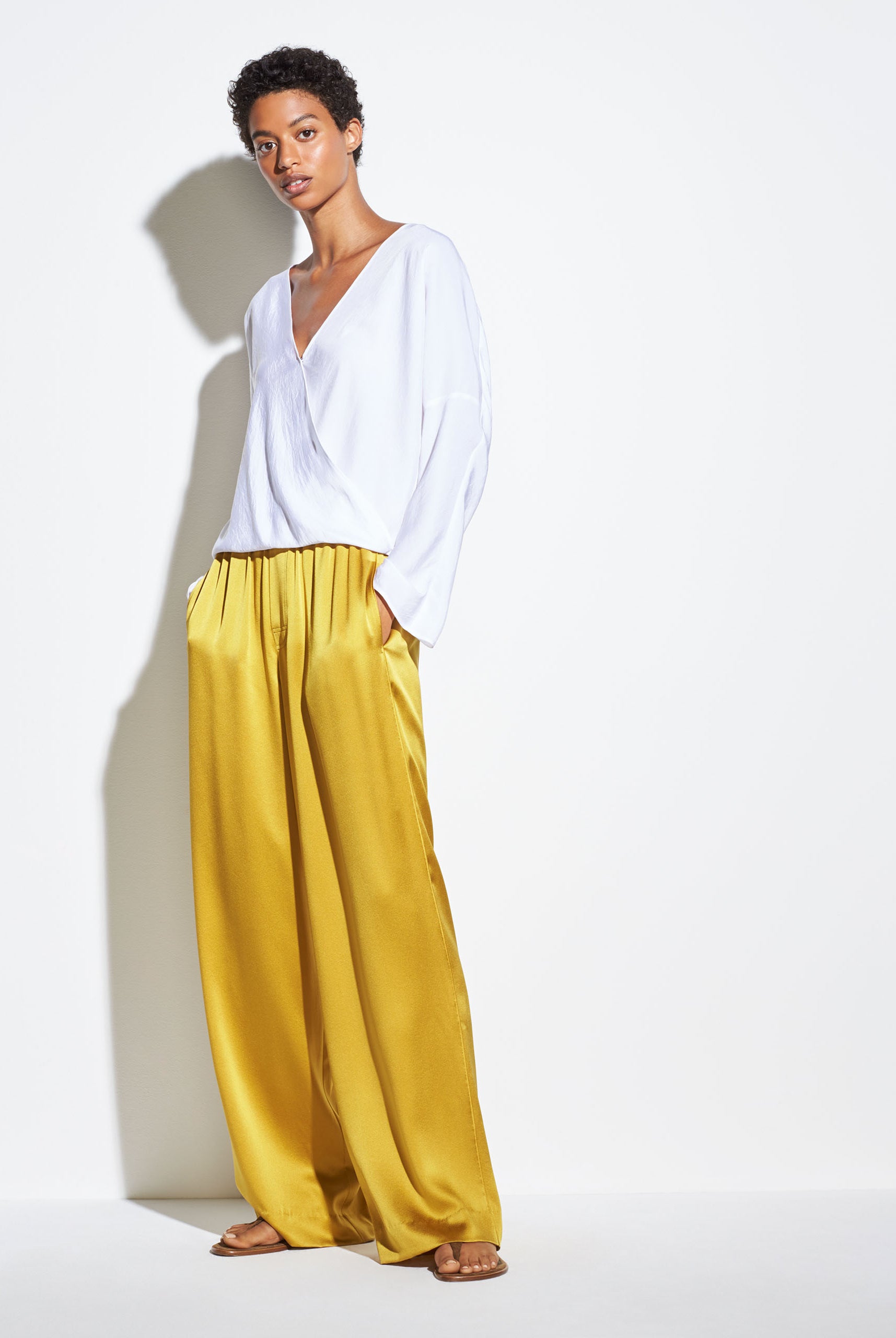 Crossover Blouse - Optic White by Vince — view 3