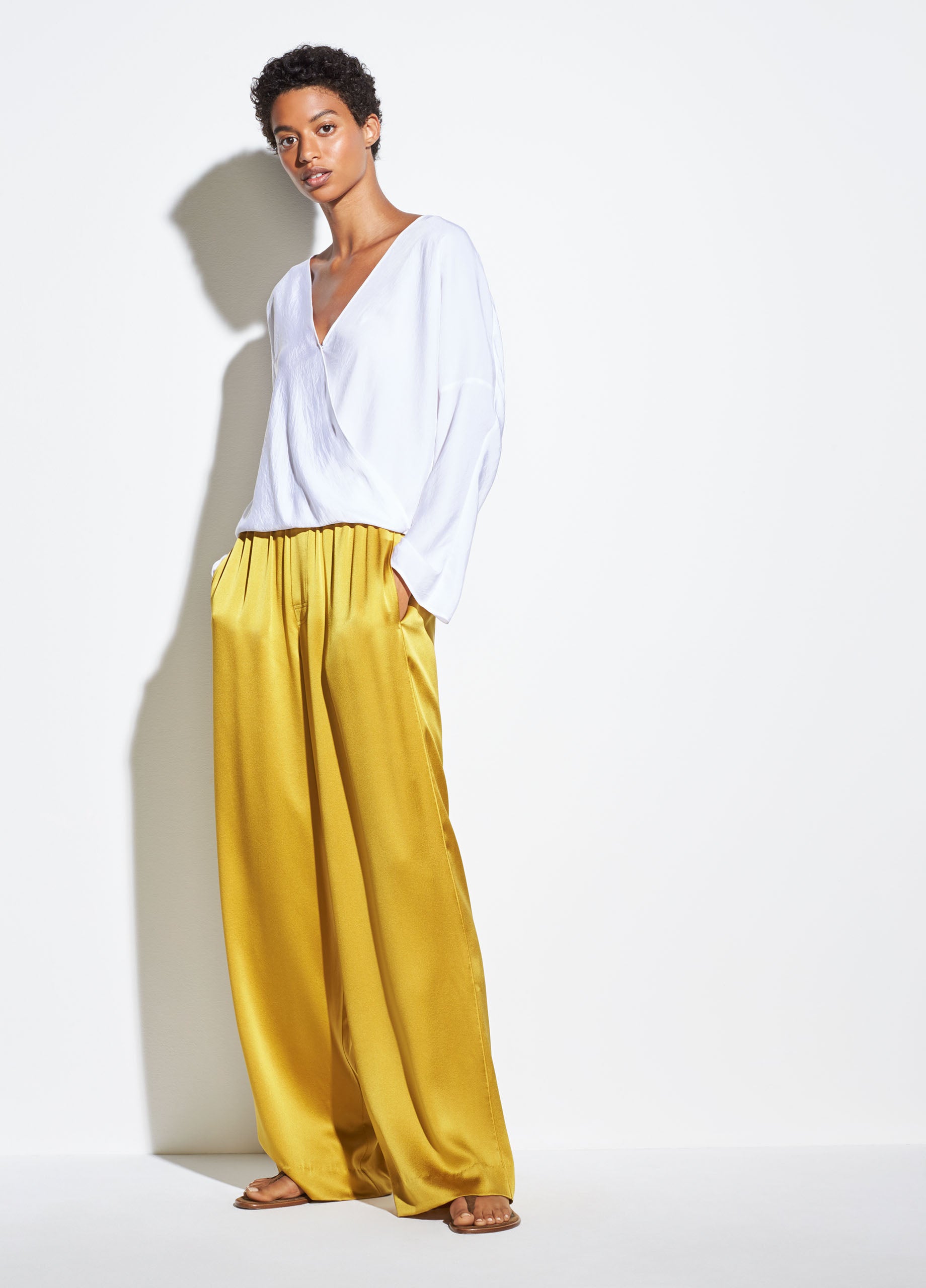 Crossover Blouse - Optic White by Vince — view 3