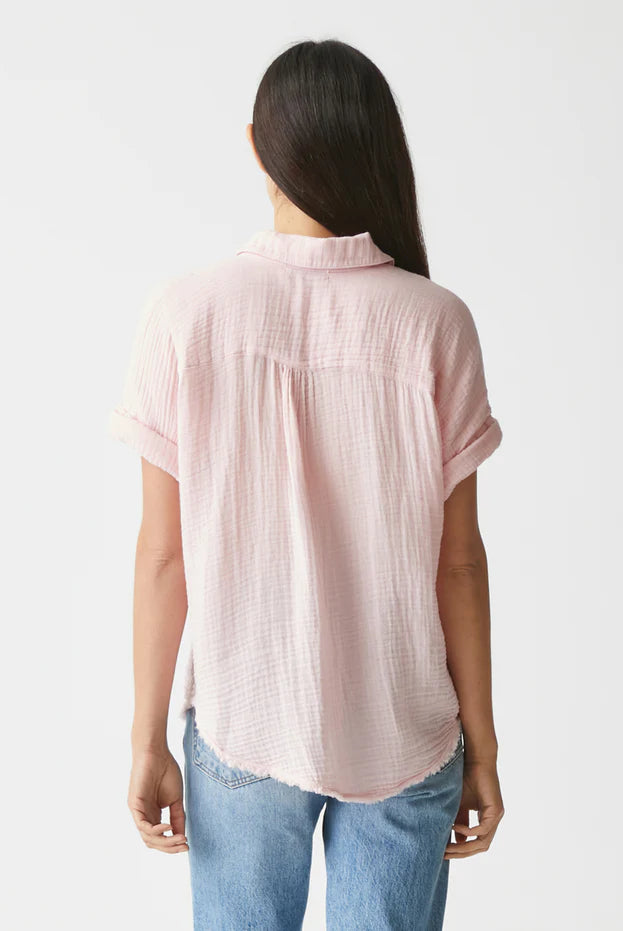 Bailey Gauze Button Down Shirt - Rose by Michael Stars — view 4