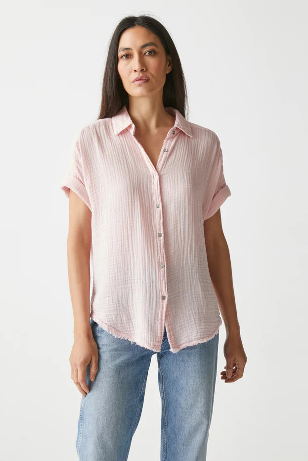 Bailey Gauze Button Down Shirt - Rose by Michael Stars | 25 South Boutiques