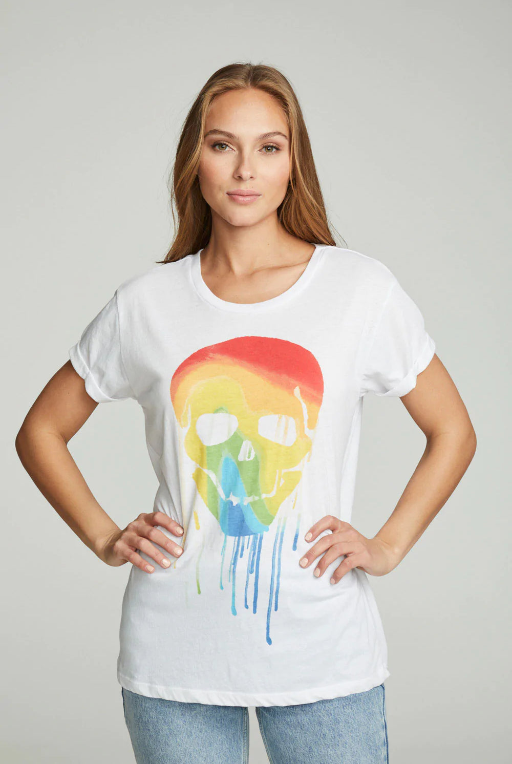Drippy Skull Shirt - White by Chaser | 25 South Boutiques