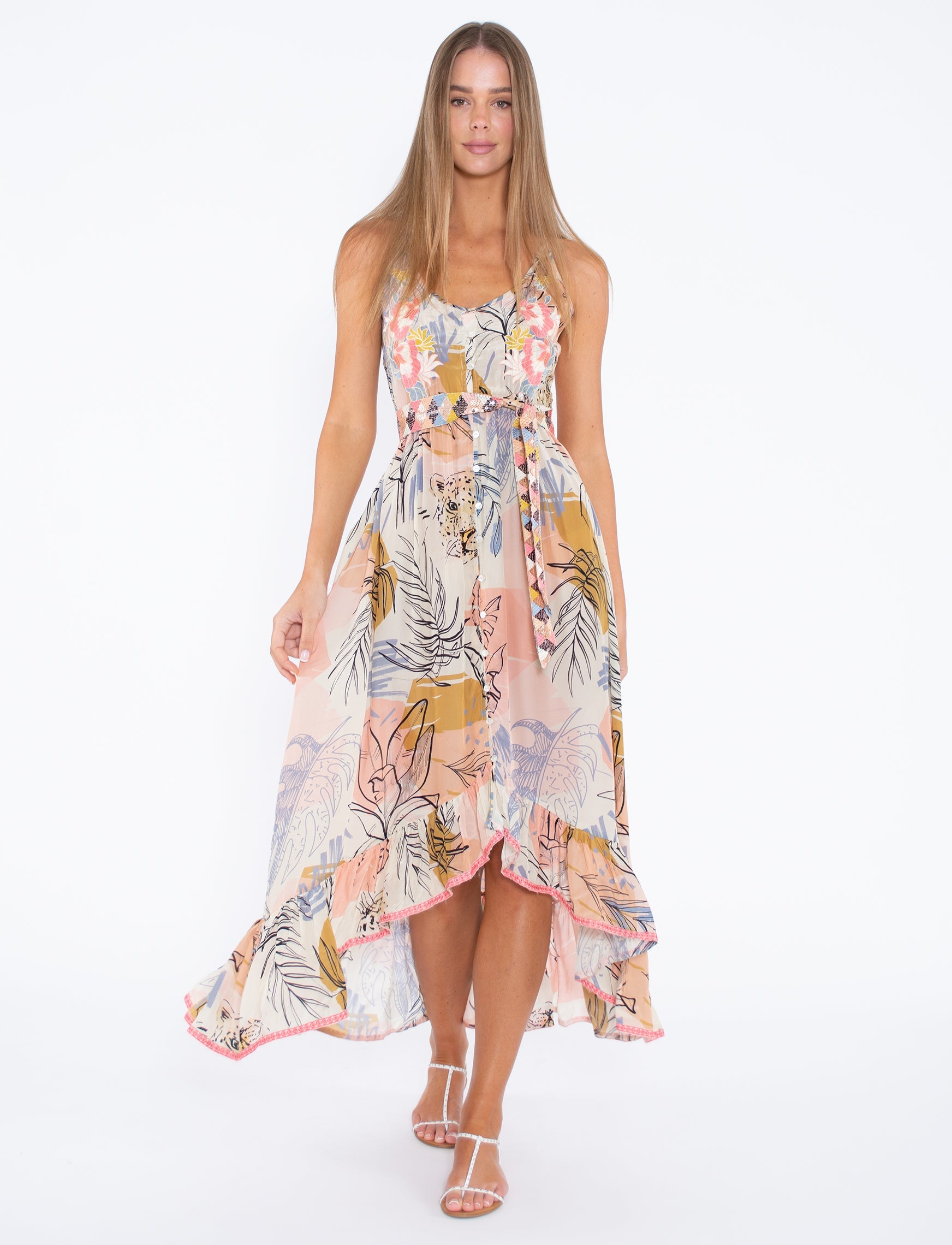 Elana Dress - Jungle Print Ruffle by Taj by Sabrina Crippa | 25 South Boutiques