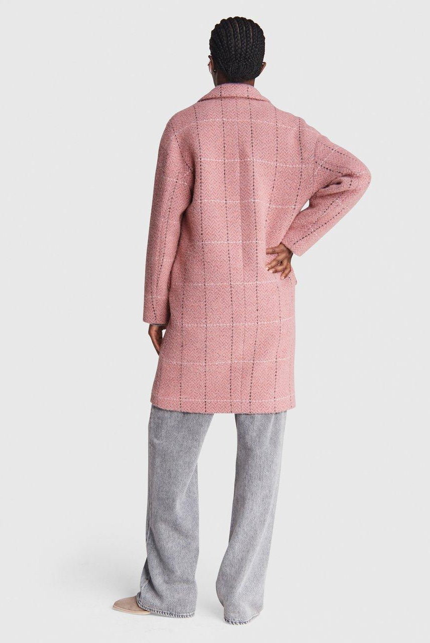 Estelle Cocoon Wool Blend Check Coat - Pink Multi by Rag & Bone — alternate view