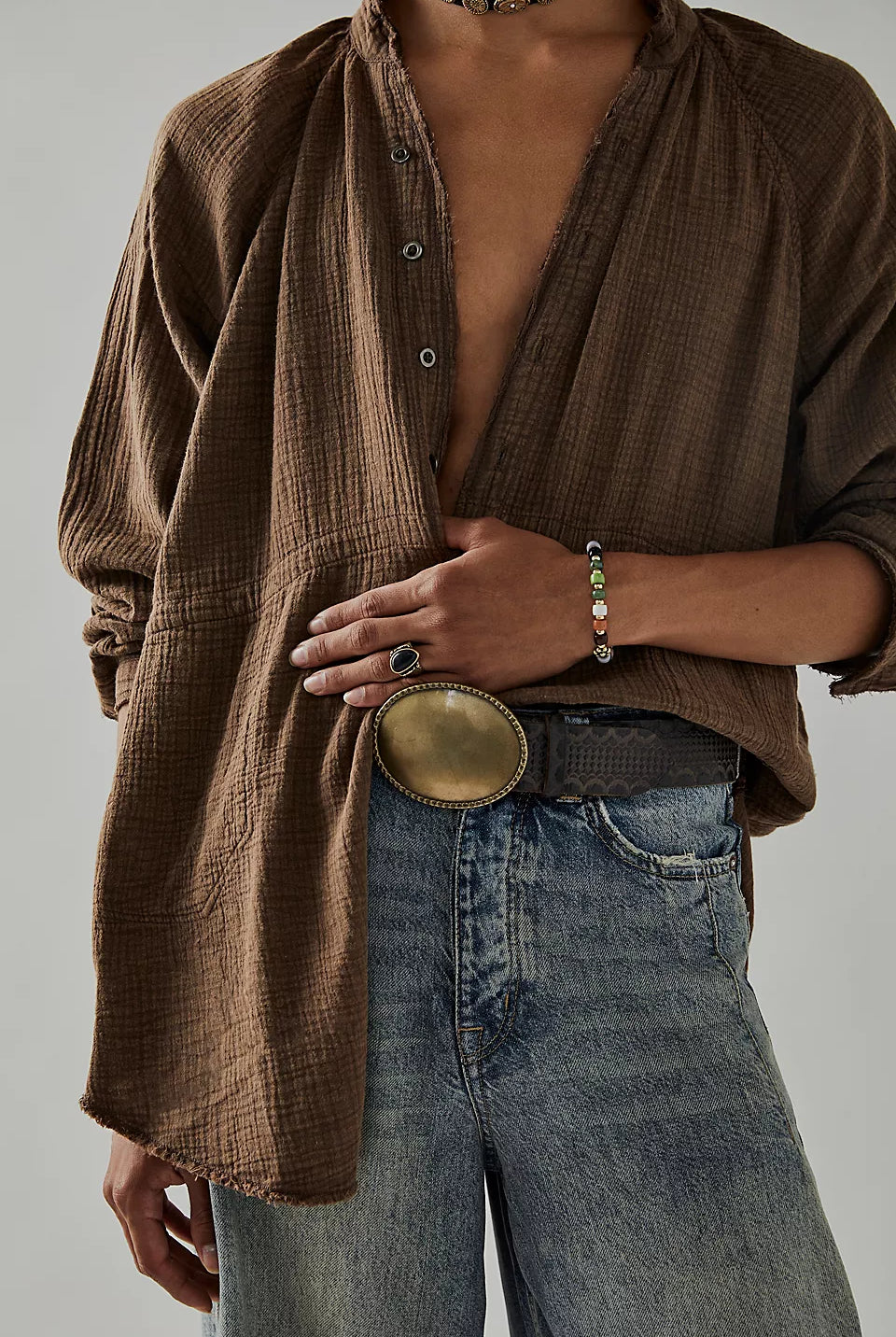 Summer Daydream Button Down - Espresso Martini by Free People — view 4