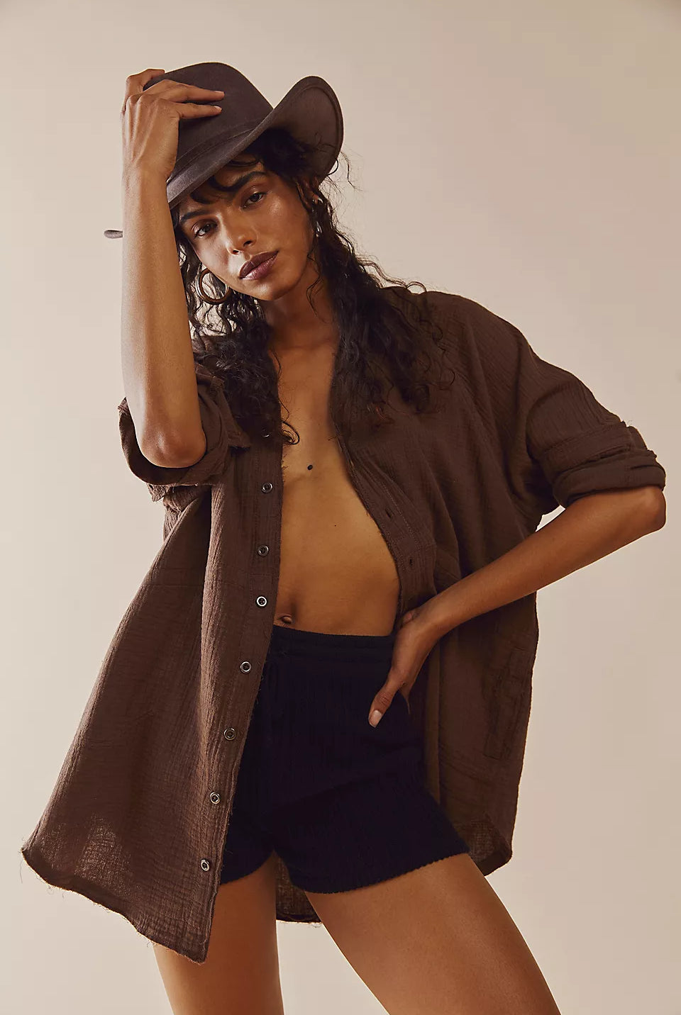 Summer Daydream Button Down - Espresso Martini by Free People | 25 South Boutiques