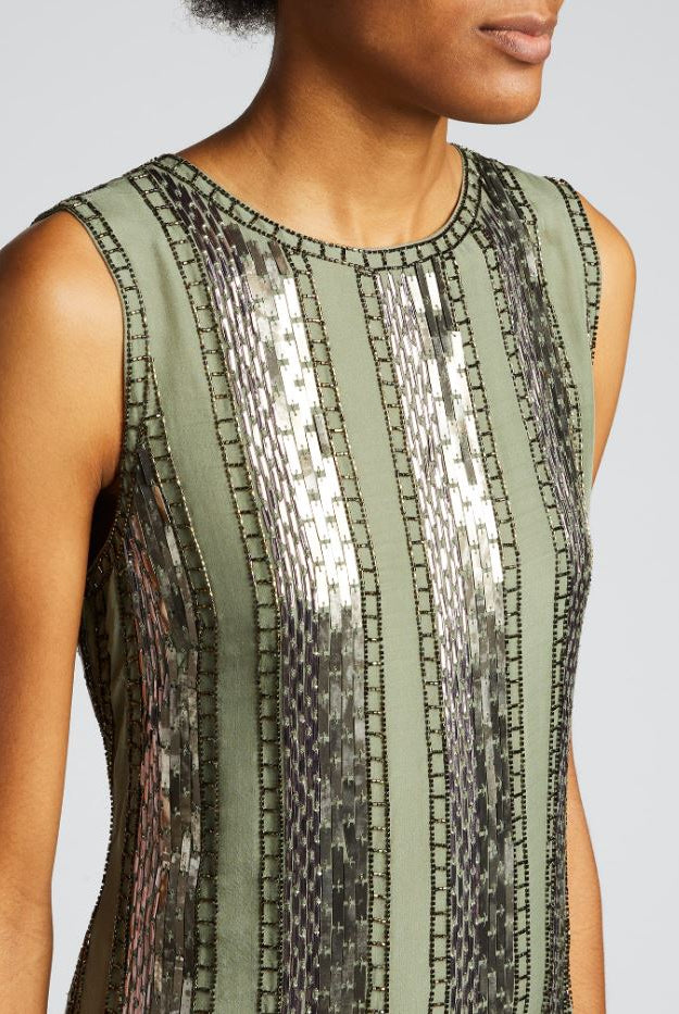 Esmarella Sequin Striped Dress - Green by Elie Tahari — view 3