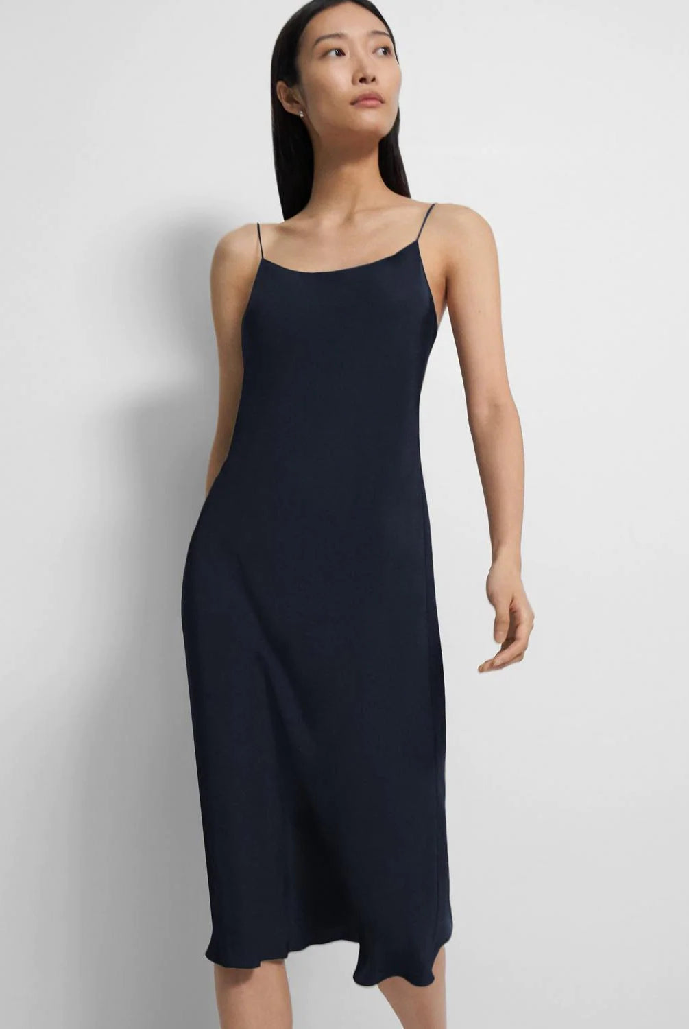 Washed Twill Smocked Slip Dress - Navy by Theory | 25 South Boutiques