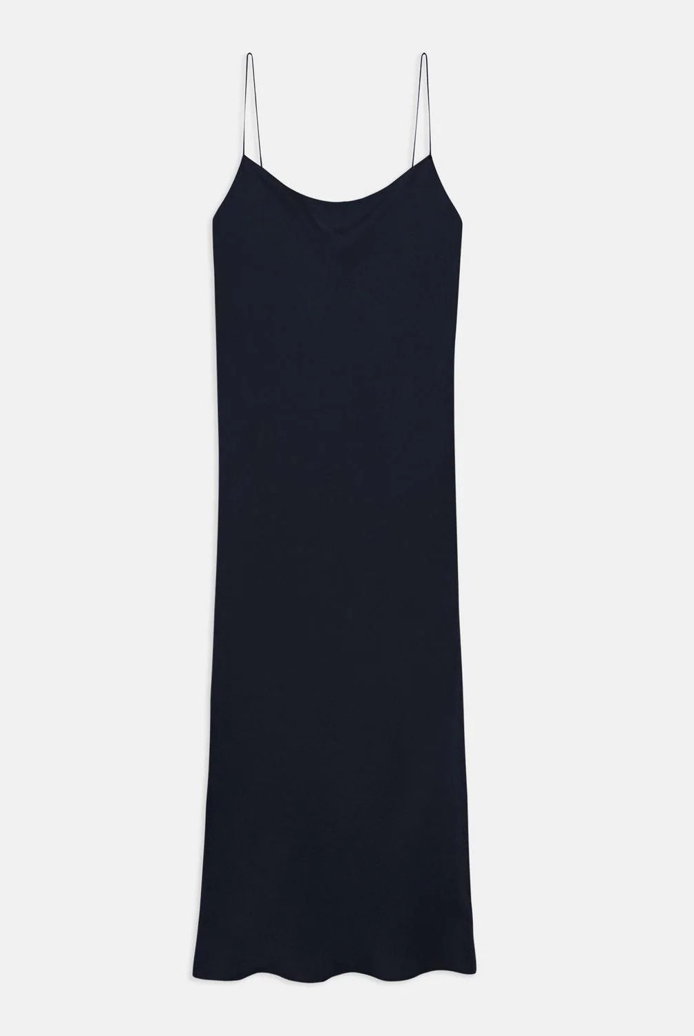 Washed Twill Smocked Slip Dress - Navy by Theory — view 5