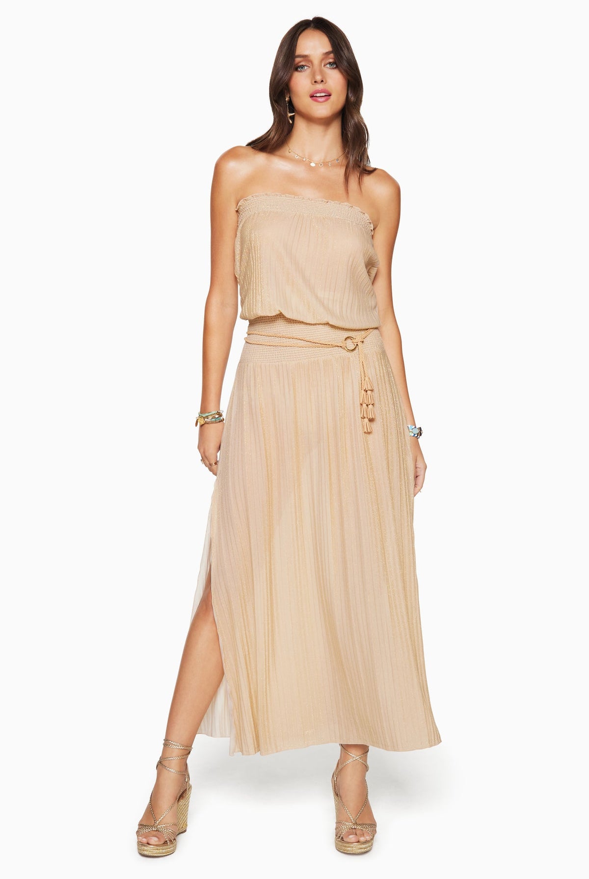 Santana Slit Maxi Dress - Gold by Ramy Brook | 25 South Boutiques