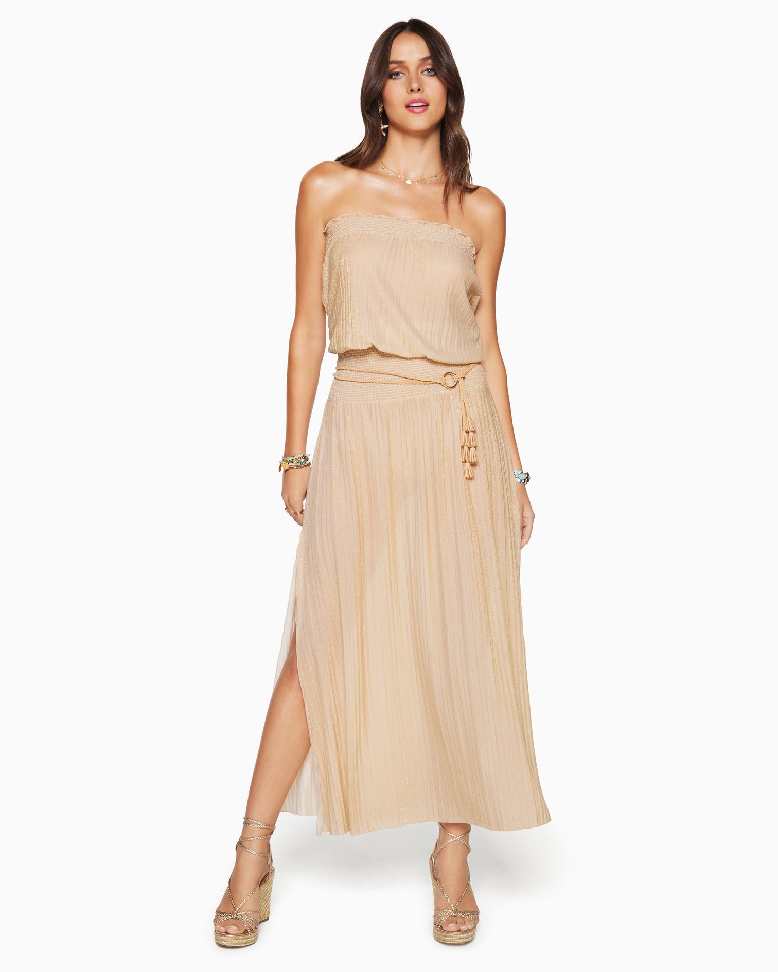 Santana Slit Maxi Dress - Gold by Ramy Brook | 25 South Boutiques