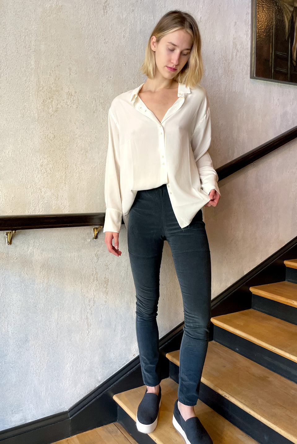 Corduroy Legging Pants - Graphite by Kristensen — view 3