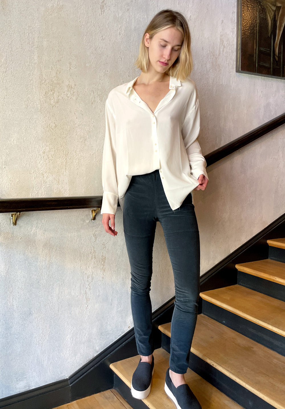 Corduroy Legging Pants - Graphite by Kristensen — view 3