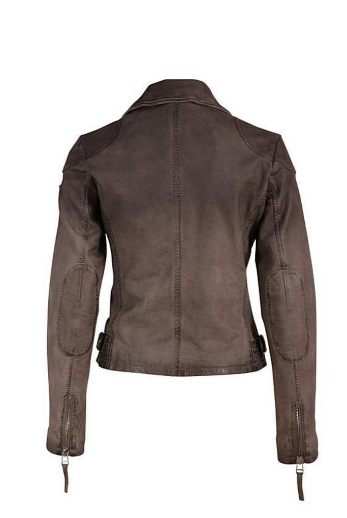 Karyn Leather Jacket - Grey by Mauritius — alternate view