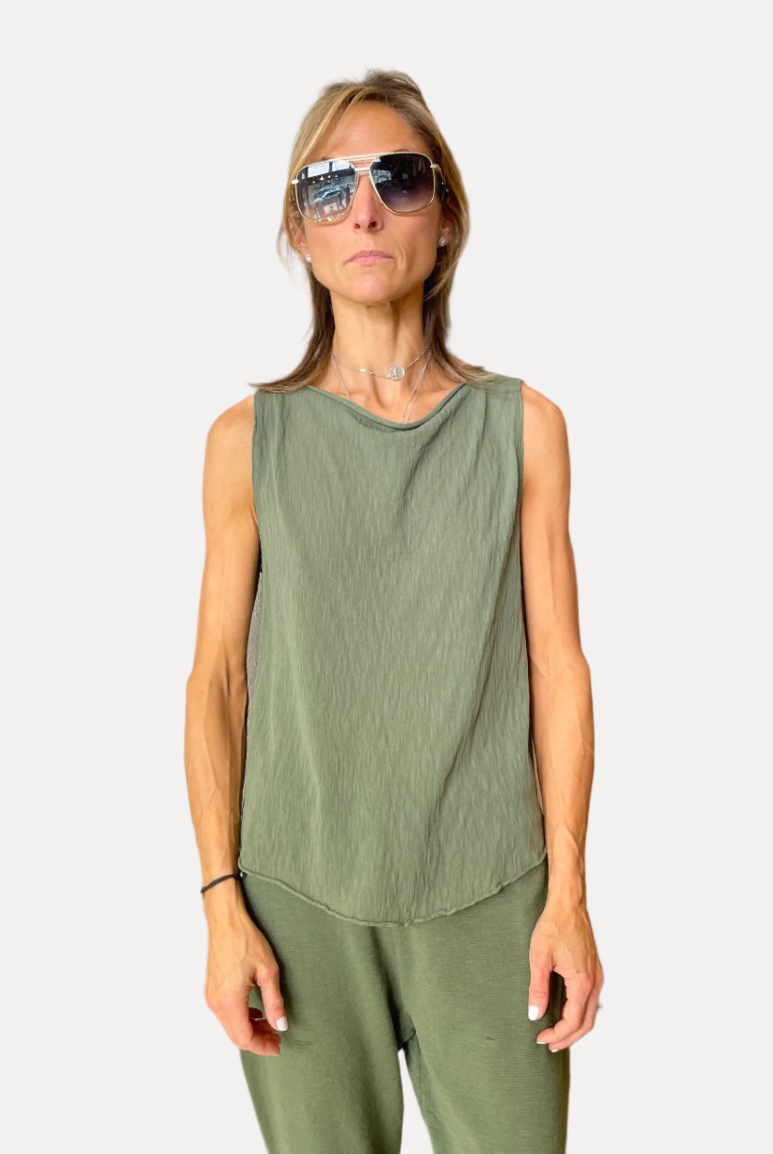 Shot Cotton Knitted Top - Green by Transit Par-Such | 25 South Boutiques