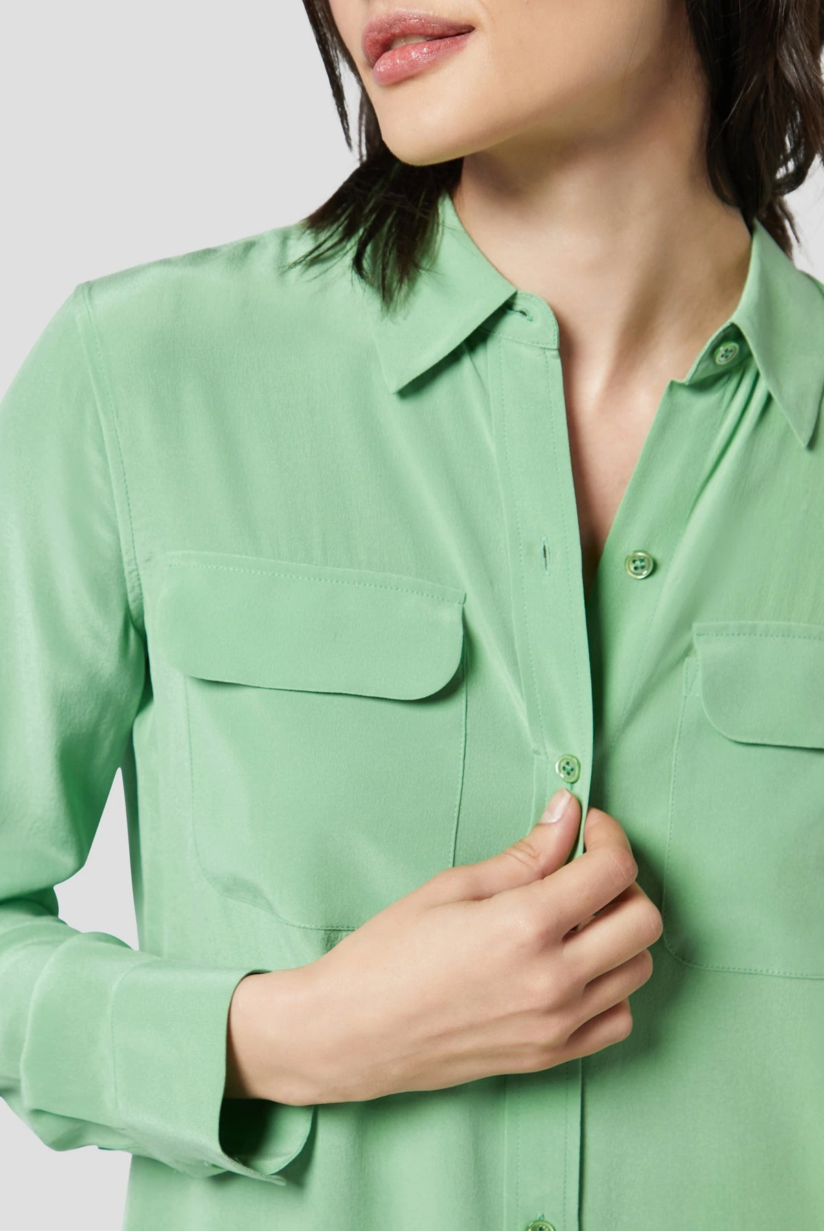 Slim Signature Silk Shirt - Peppermint by Equipment — view 5