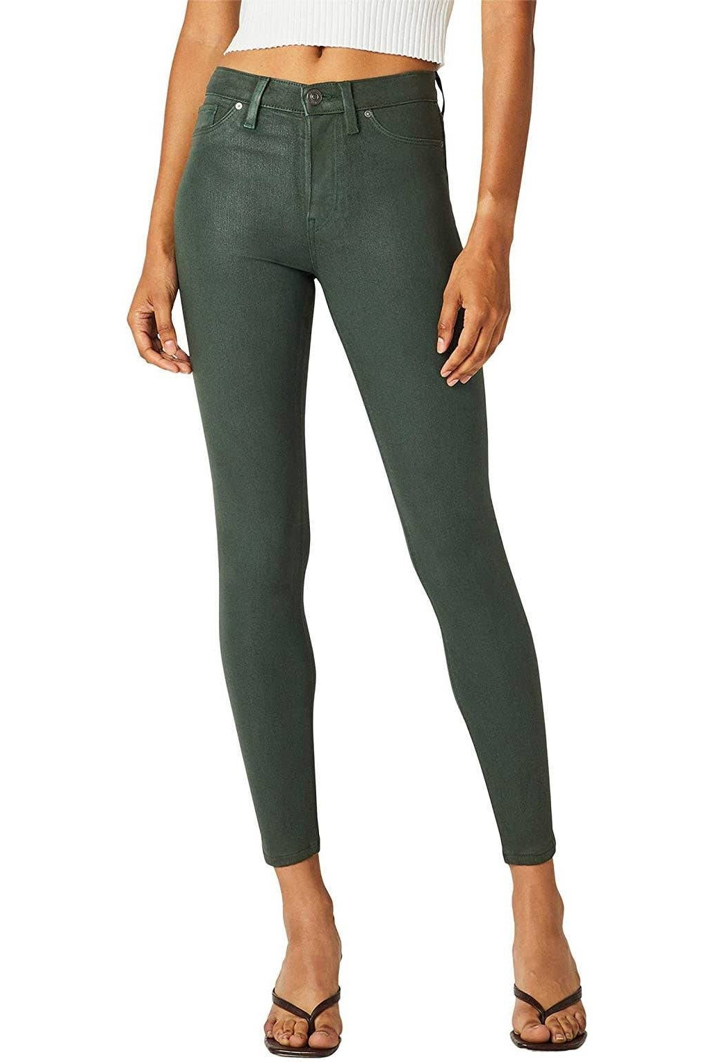 Barbara High Rise Skinny Jean - Green Leatherette by Hudson | 25 South Boutiques