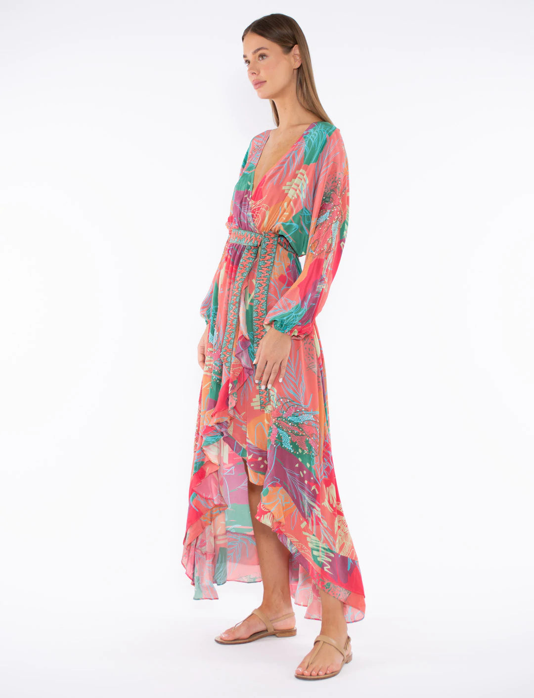 Gulmira Dress - Pink Abstract Jungle by Taj by Sabrina Crippa — alternate view