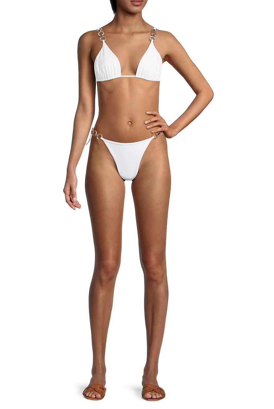Harbor O-Ring Triangle Bikini Top - White by Ramy Brook — view 4