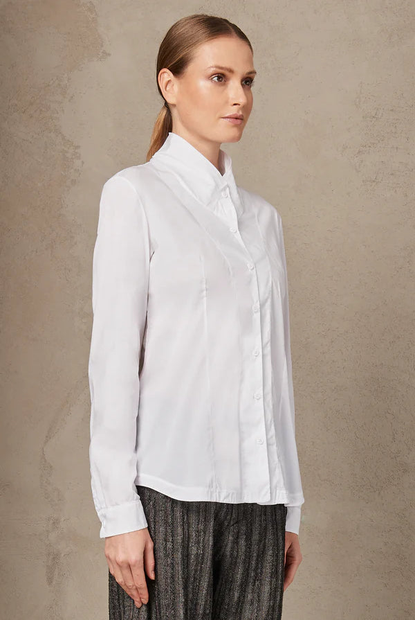 Strech Cotton High Neck Shirt - White by Transit Par-Such — view 4