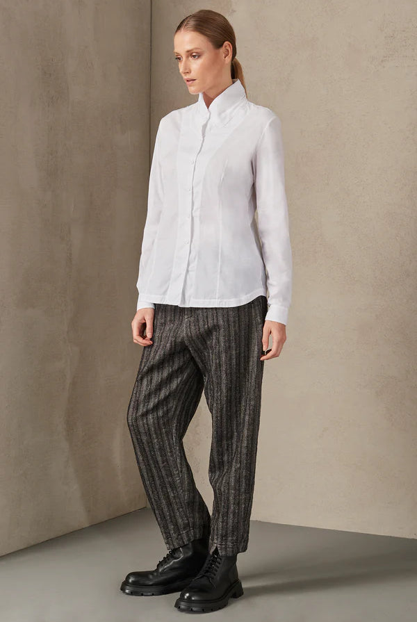 Strech Cotton High Neck Shirt - White by Transit Par-Such — alternate view