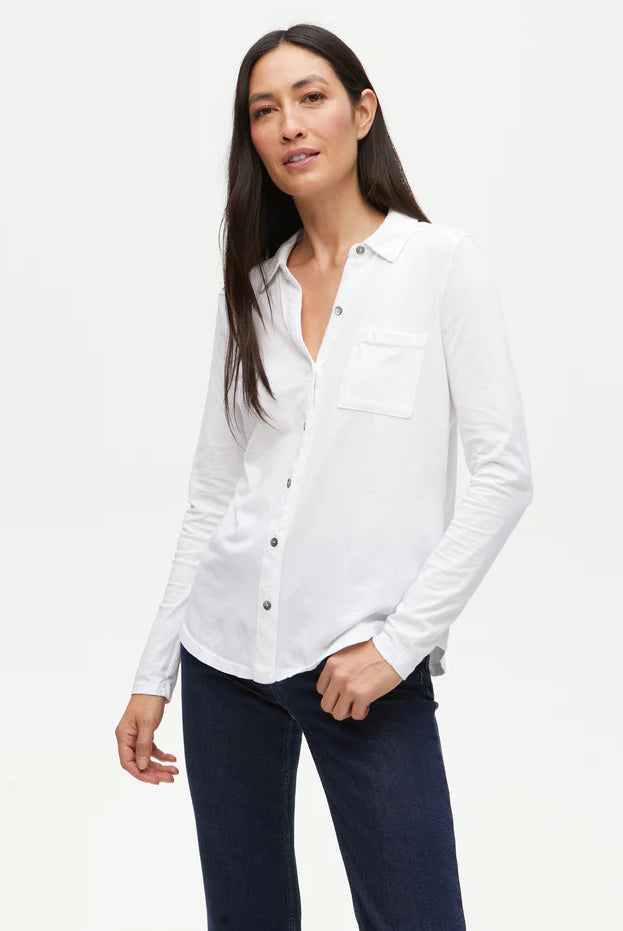 Caroline Button Down Tee - White by Michael Stars | 25 South Boutiques