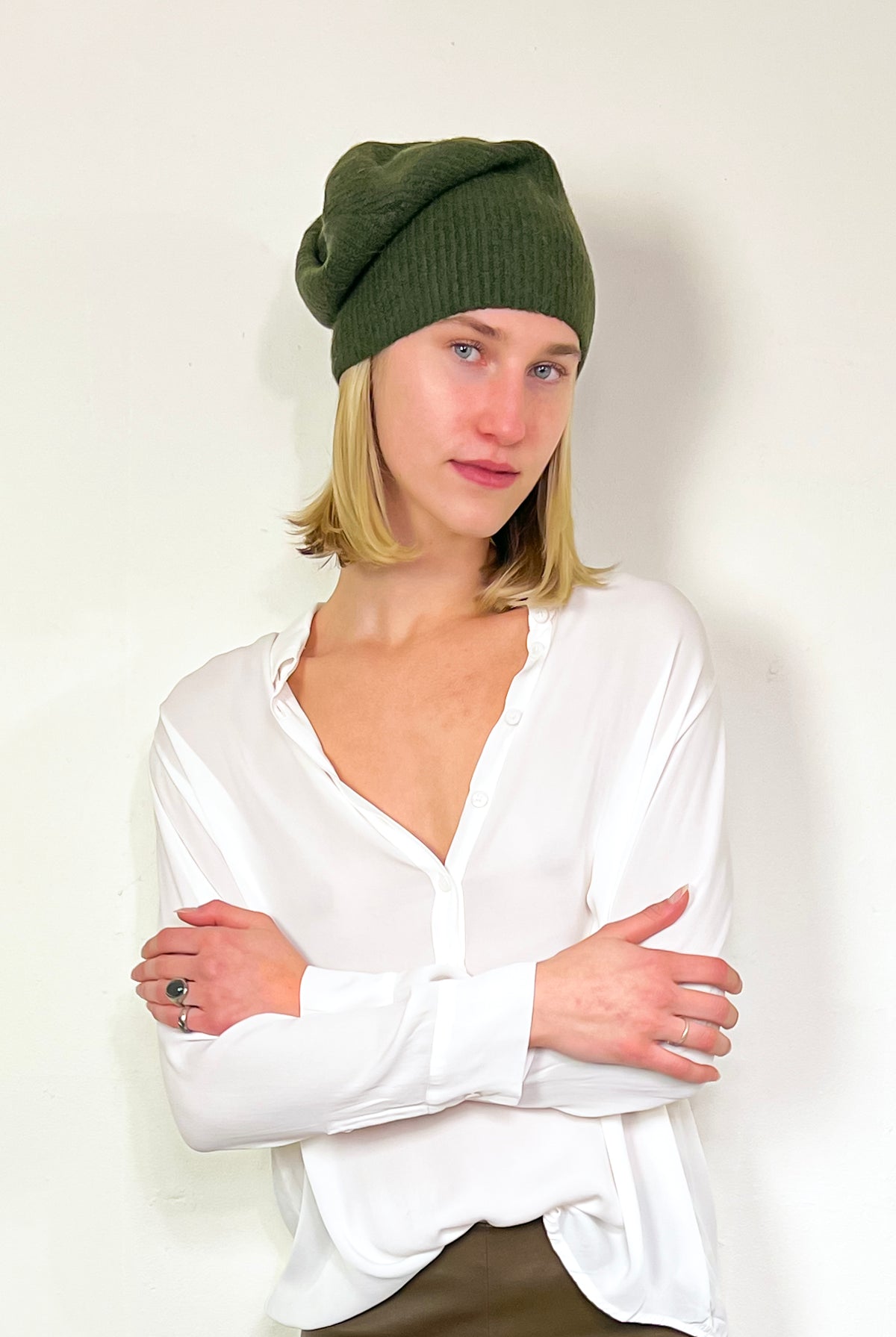 Wool Knitted Beanie - Teal by Rundholz — alternate view