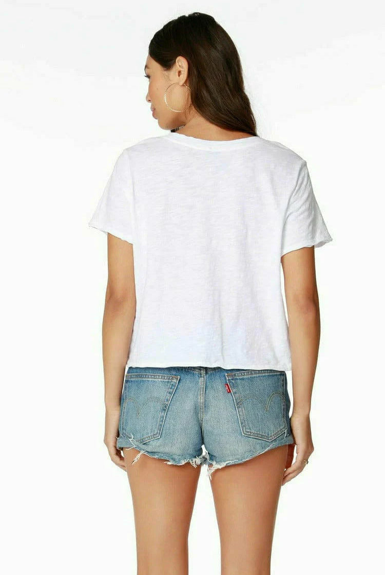 V Neck Short Sleeve Tee - White by Bobi — view 3