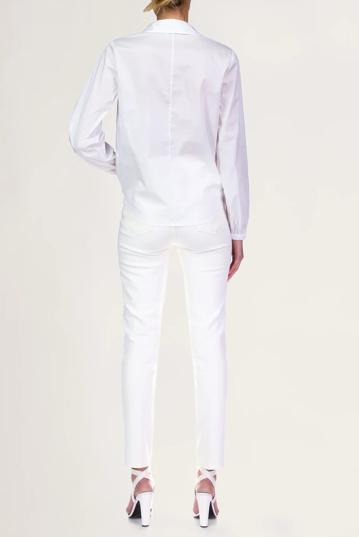 Mina Cotton Shirt - White by Halston — view 4