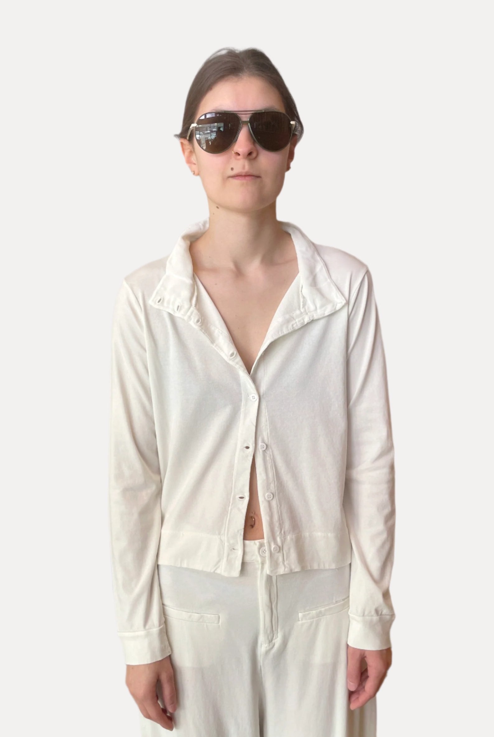 Boxy Fit Cotton Jersey Jacket - Ivory by Transit Par-Such | 25 South Boutiques