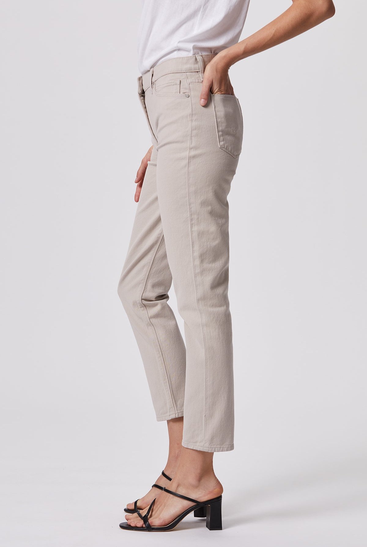Barbara High Rise Crop Straight Jean - Ivory by Hudson — view 3