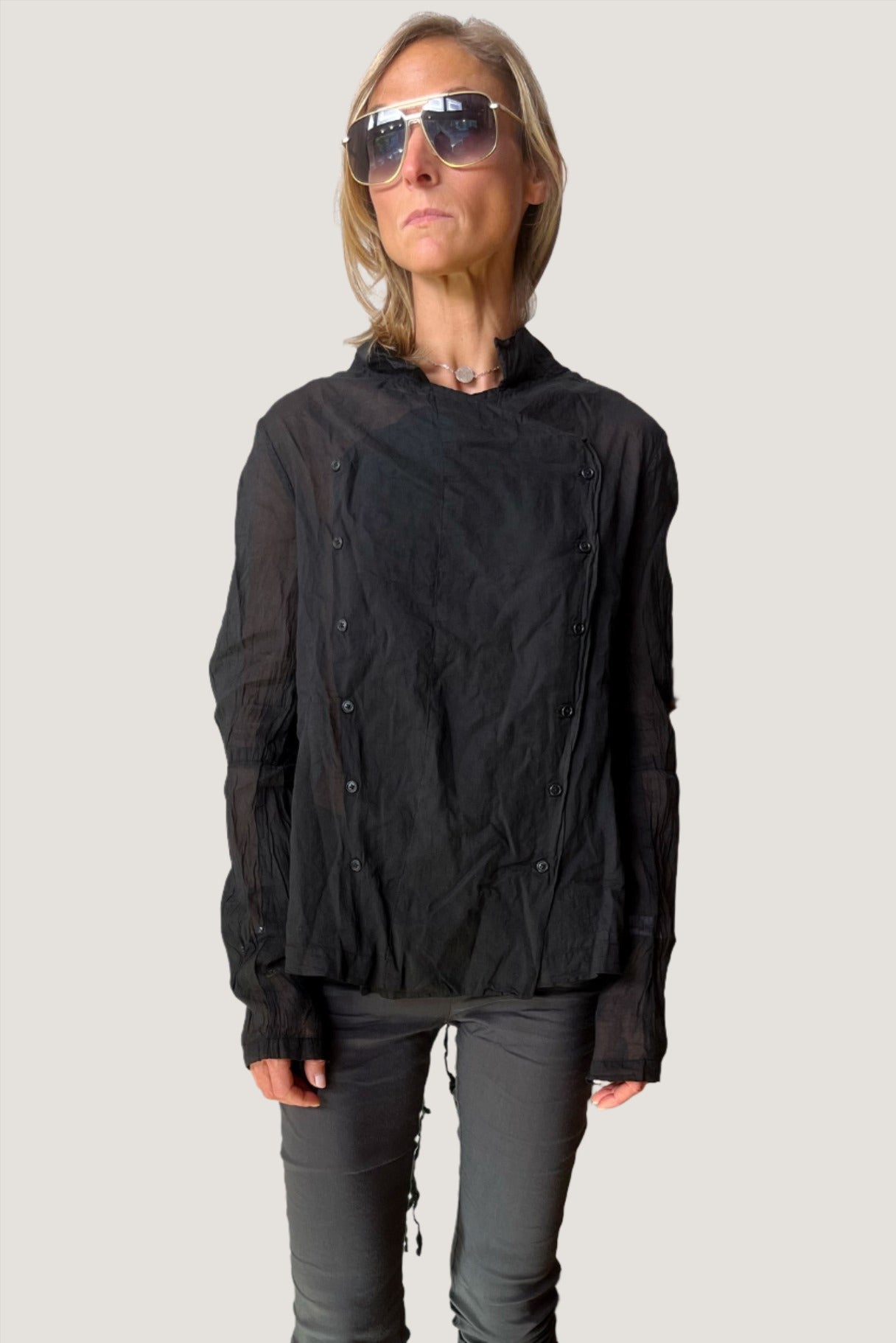 Fitted Cotton Blouse - Black by Rundholz | 25 South Boutiques