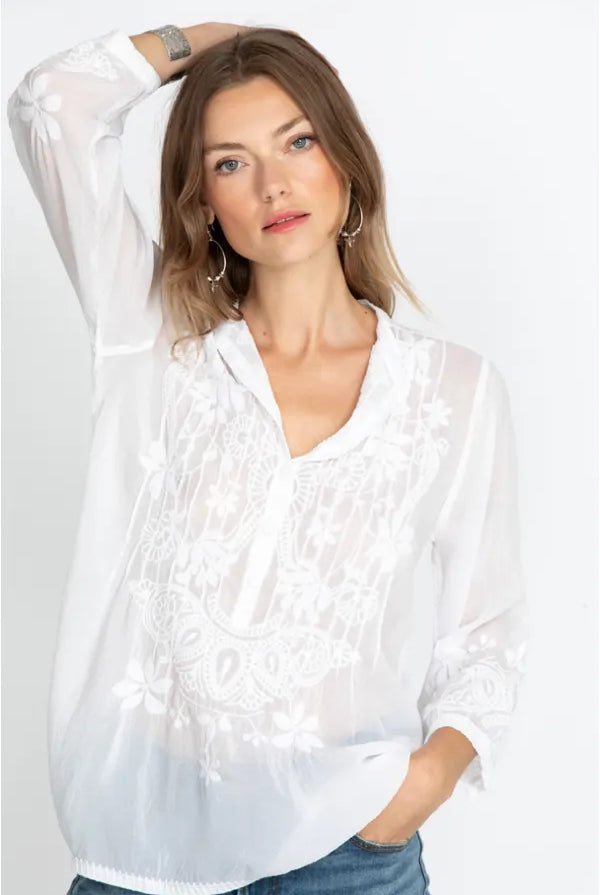 Jeta Blouse - White by Johnny Was — view 3
