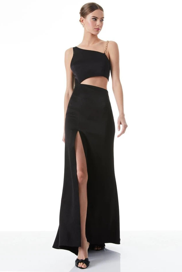 Karoline Chain Strap Cutout Gown - Black by Alice & Olivia — view 5