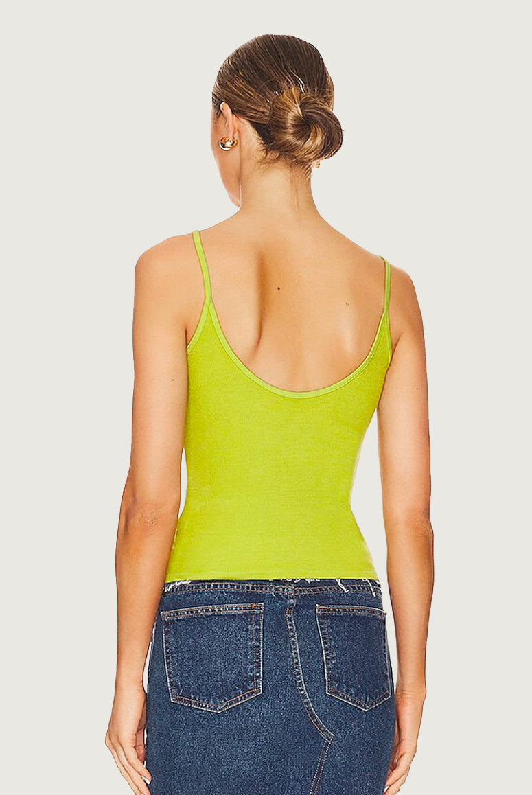 Stretch Silk Knit Rib Essential Tank - Kiwi by Enza Costa — alternate view