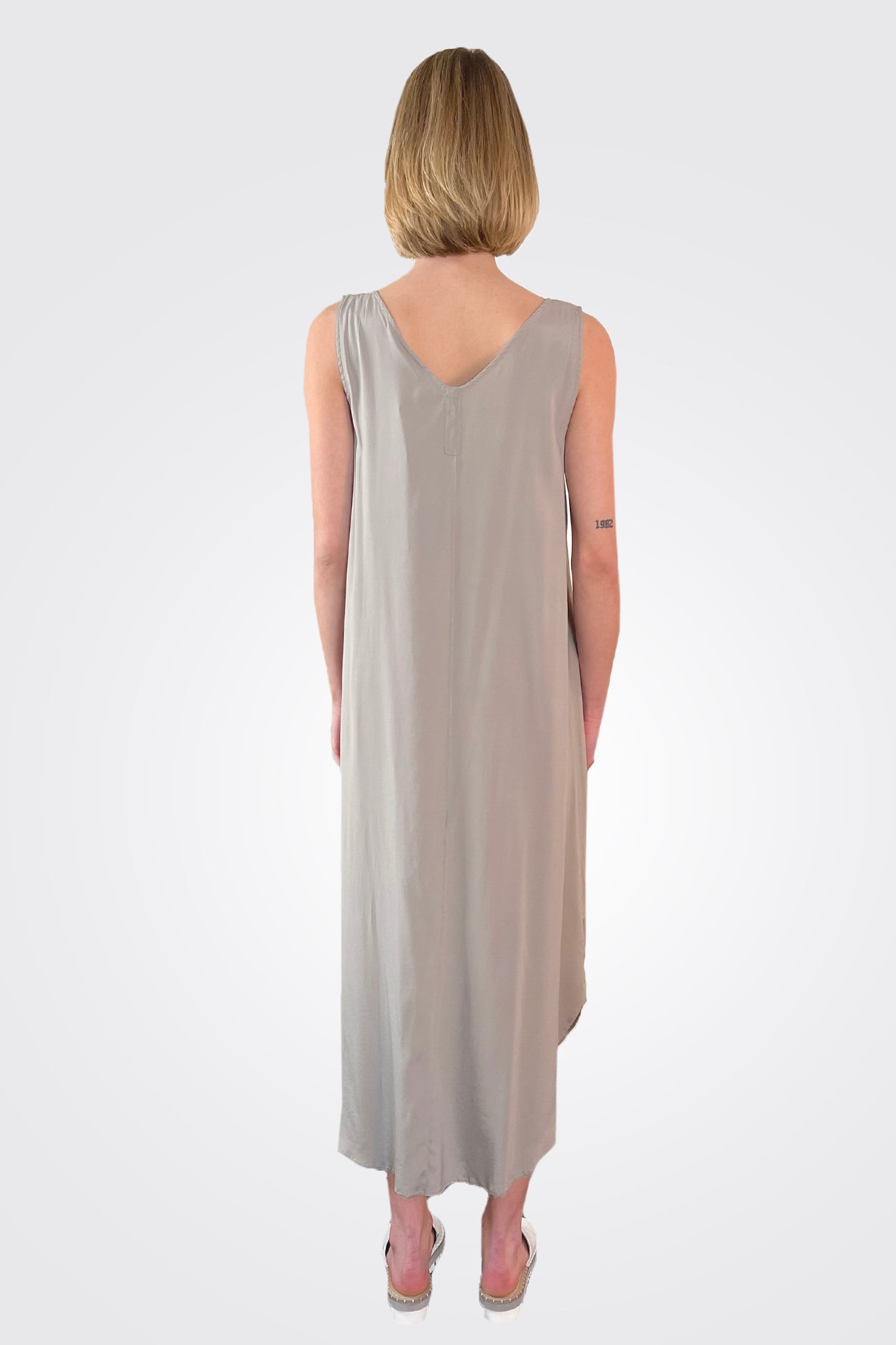 Silk Satin Dress - Vintage Khaki by Kristensen — view 3