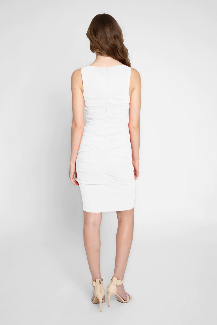 Stretch Scoop Neck Lauren Dress - White by Nicole Miller — alternate view