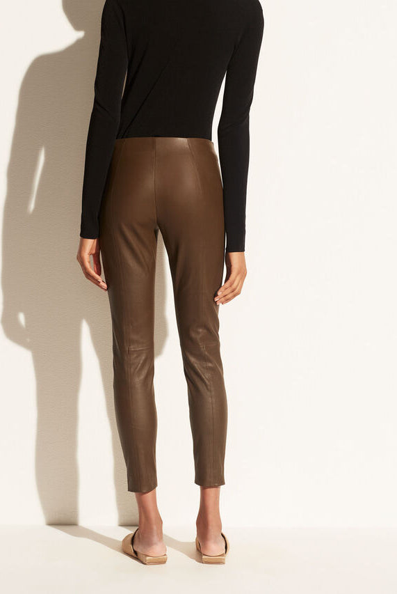 Leather Stitch Front Legging - Olivewood by Vince — view 4