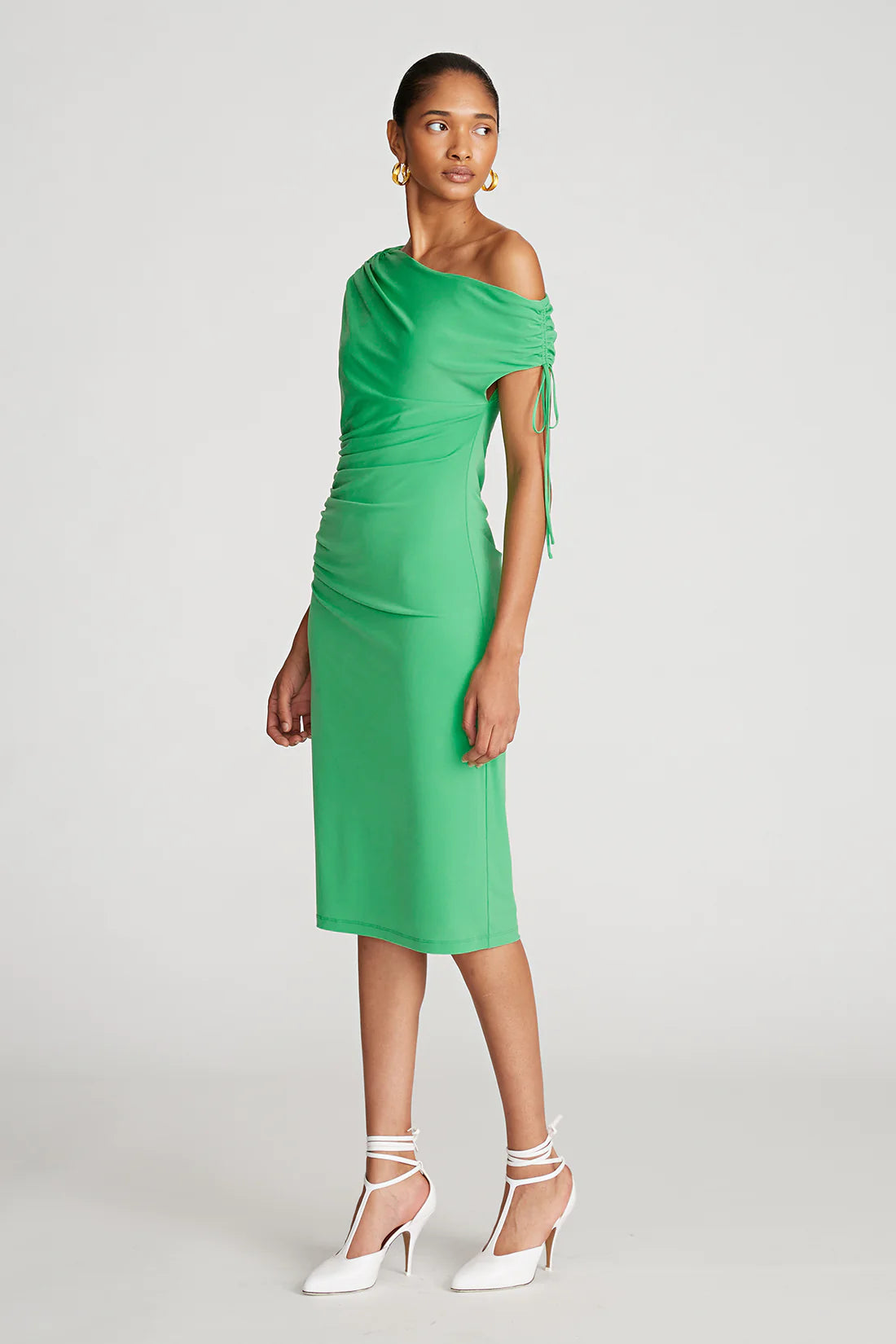 Lenia Stretch Jersey Dress - Citrus Green by Halston — view 3