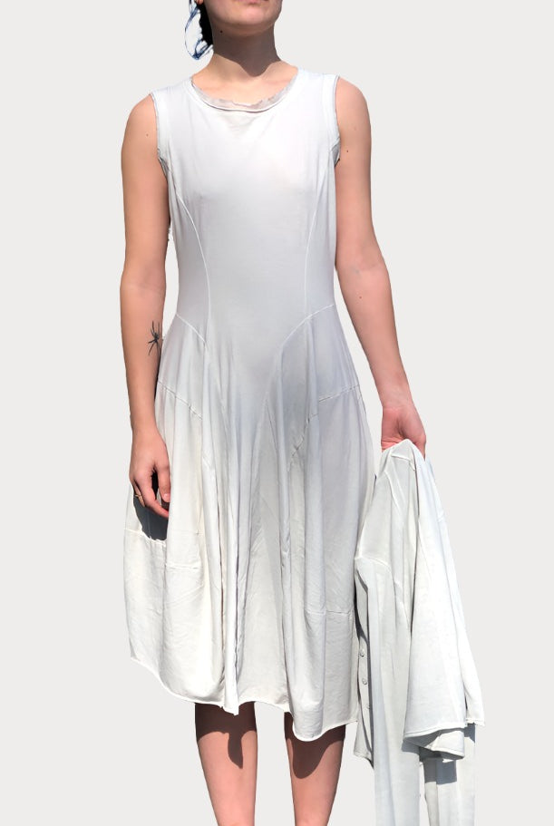 Sleeveless Midi Dress - Light Grey by Rundholz — view 3