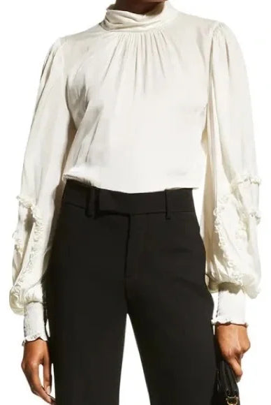 Carissa Mock Neck Blouse - Cream by Ramy Brook — alternate view