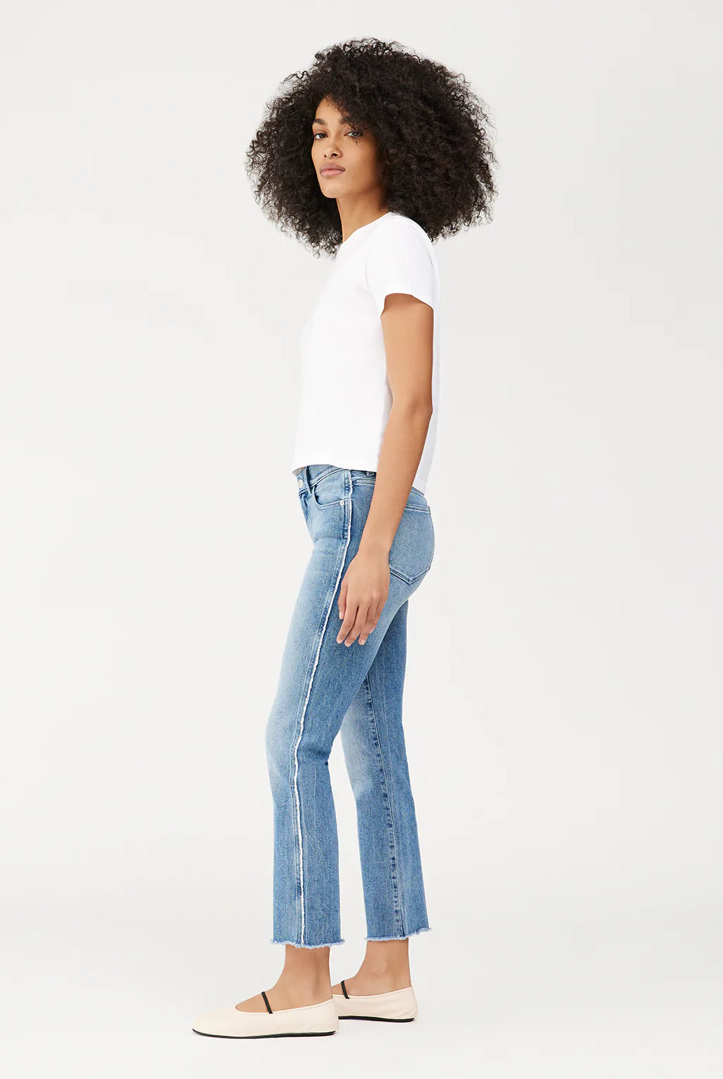 Mara Straight Mid Rise - Dark Riviera Frayed by DL1961 — view 3