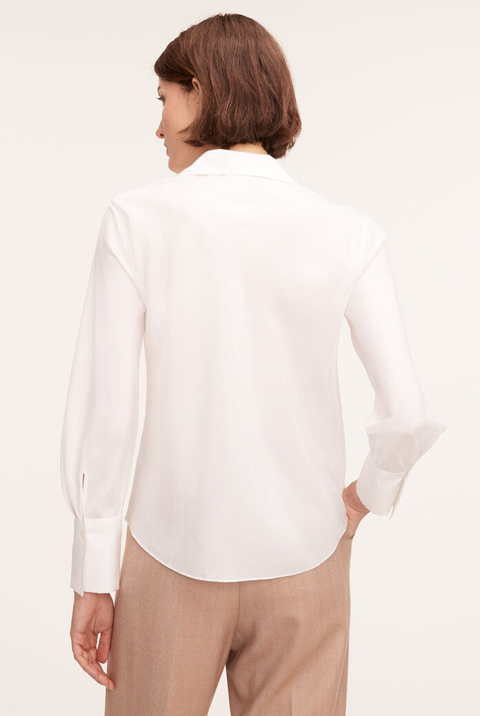 Silk Long Sleeve Button Front Shirt - Milk by Rebecca Taylor — alternate view